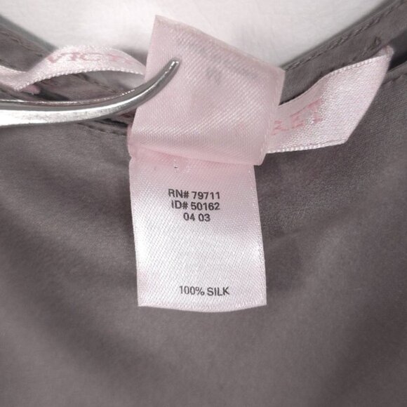 VICTORIA'S SECRET 100% SILK Slip Mini Dress Slit MEDIUM VINTAGE Gray Platinum - Picture 12 of 12